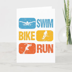 Vintage-Triathlon - Schwimmen Radfahren Laufen Feiertagskarte