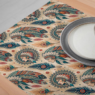 Vintage Tribal Table Runner Rich Heritage Motifs Großer Tischläufer