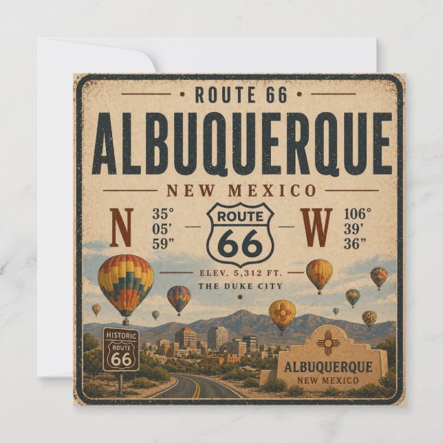 Vintage Tribut an die Skyline von Albuquerque (Vorderseite)