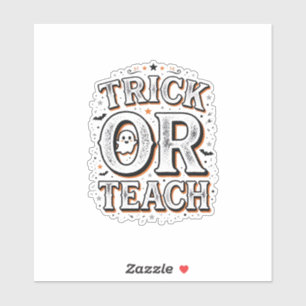 Vintage Trick Or Teach Halloween Lehrer Shirt Des Aufkleber