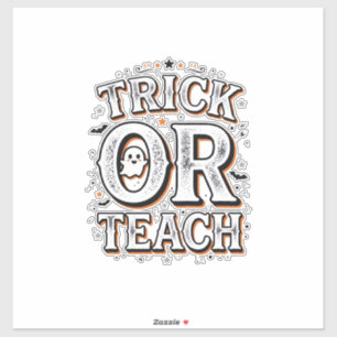 Vintage Trick Or Teach Halloween Lehrer-Shirt Des Aufkleber