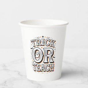 Vintage Trick Or Teach Halloween Lehrer-Shirt Des Pappbecher