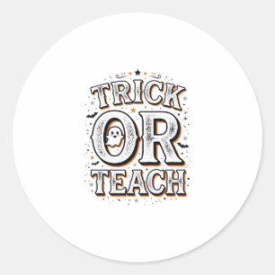 Vintage Trick Or Teach Halloween Lehrer-Shirt Des Runder Aufkleber