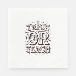 Vintage Trick Or Teach Halloween-Lehrer-Shirt-Des Serviette