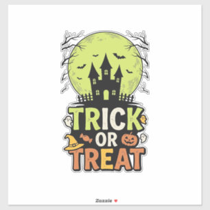 Vintage Trick or Treat Gruselhaus Halloween Dekor Aufkleber