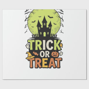 Vintage Trick or Treat Gruselhaus Halloween Dekor Geschenkpapier