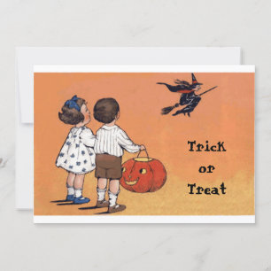 Vintage Trick or Treat Halloween-Postkarte Einladung