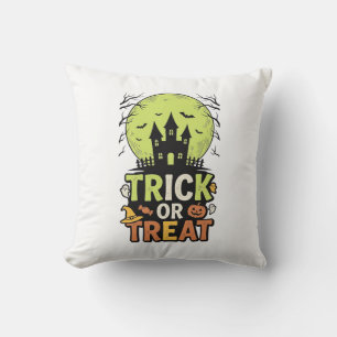Vintage Trick-or-Treat Spukhaus Halloween-Dekor Kissen