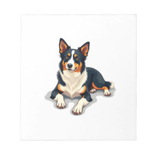 Vintage Tricolor Border Collie Portrait Hund Illus Notizblock