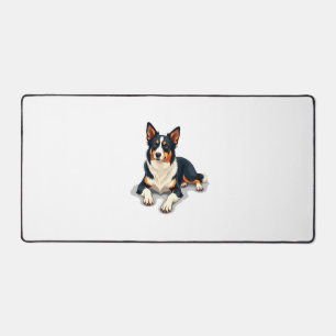 Vintage Tricolor Border Collie Portrait Hund Illus Schreibtischunterlage