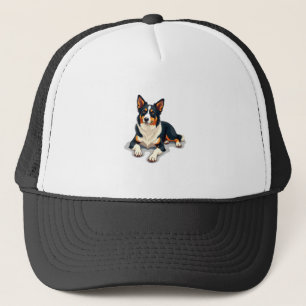 Vintage-Tricolor-Border-Collie-Porträt-Hunde-Illus Truckerkappe