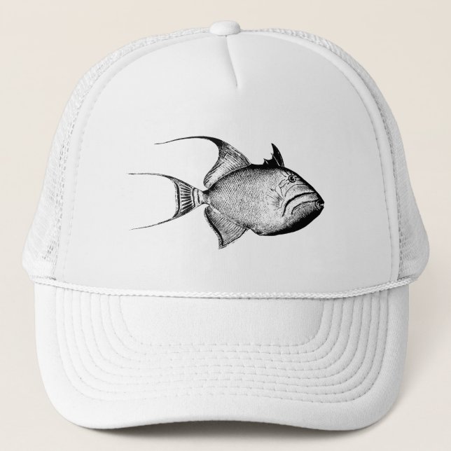 Vintage Triggerfisch-Antiken-hawaiischer Truckerkappe (Vorderseite)