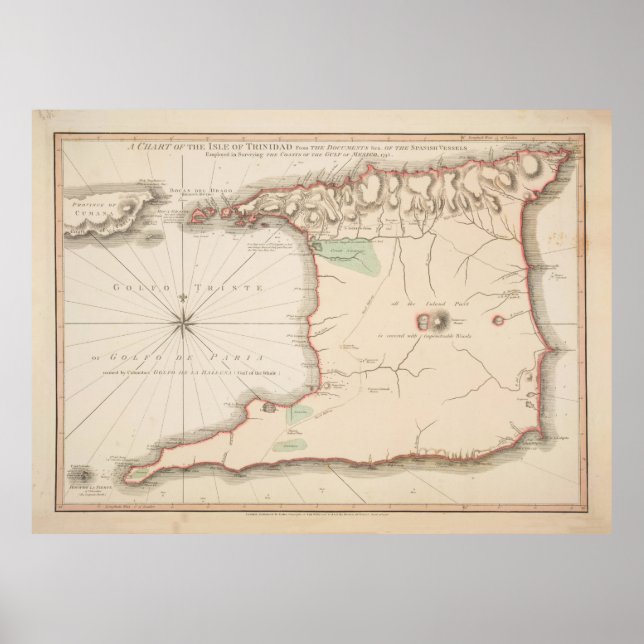 Vintage Trinidad Island Map (1793) Poster (Vorne)