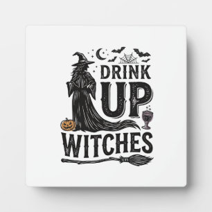 Vintage Trinkt Auf Hexen Halloween-Shirt Design_1 Fotoplatte