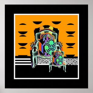 Vintage Triple-Geo-Sessel Poster