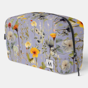 Vintage-Trockenblumen-Muster-feminines Monogramm Waschbeutel