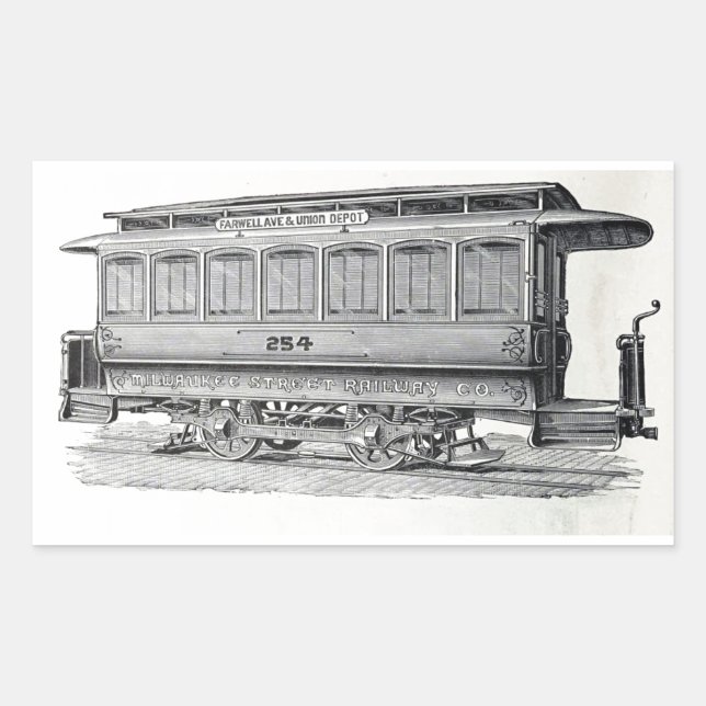 Vintage Trolleystickerei Rechteckiger Aufkleber (Vorderseite)
