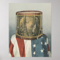 Vintage Trommelmusik Art Drucktrommer Flag Militär
