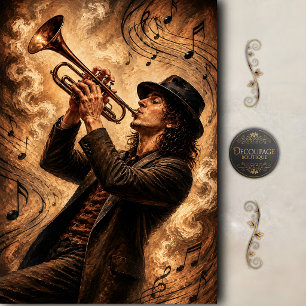 Vintage Trompete Jazz Art Dekoupage Seidenpapier