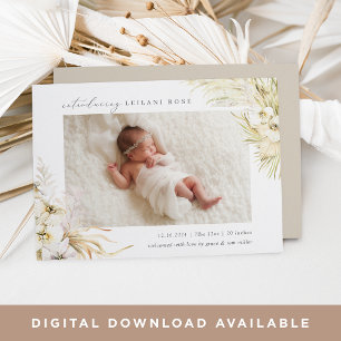 Vintage Tropen Boho Floral Birth Ankündigung