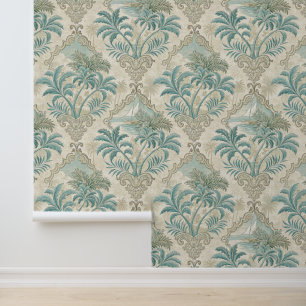 Vintage-Tropen-Toile-Küsteneleganz-Design Tapete