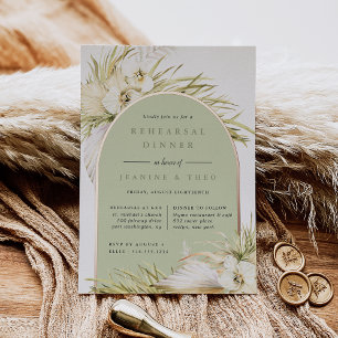 Vintage Tropen Zeremonie Probe Abendessen Fossil Folieneinladung