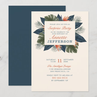 Vintage Tropenflora | Benutzerdefiniertes Party fü Einladung