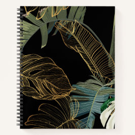 Vintage Tropenpalme, Banane, Pflanze, Golden Notizbuch