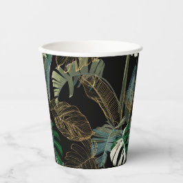 Vintage Tropenpalme, Banane, Pflanze, Golden Pappbecher