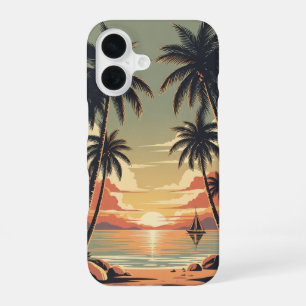 Vintage Tropensonnenuntergangsszene iPhone 16 Hülle