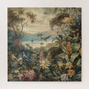 Vintage-Tropenvogel-Botanikkunst Luxus Puzzle