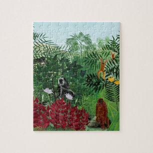 Vintage Tropenwälder - Affen Illustration Art Puzzle