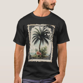Vintage Tropical Palm Tree Stamp Art T-Shirt