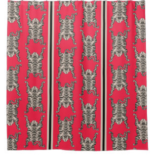 Vintage Tropisch Rosa Sibirischer Tiger Gestreift Duschvorhang