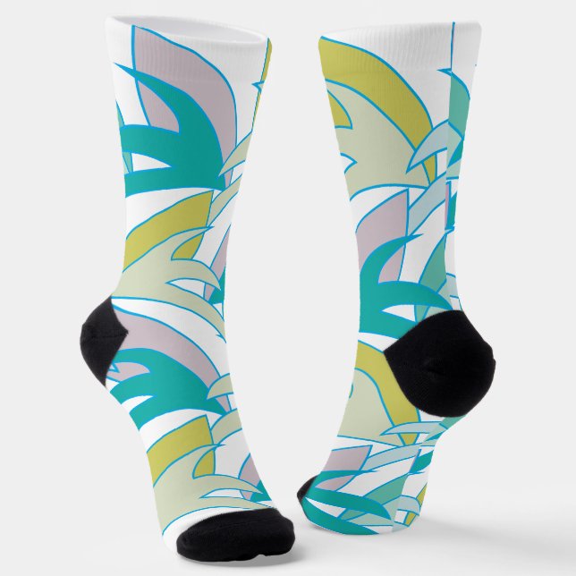 Vintage tropische Blätter Vintag Socken (Gewinkelt)