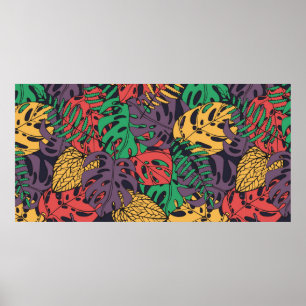 Vintage tropische Blume nahtlos Poster