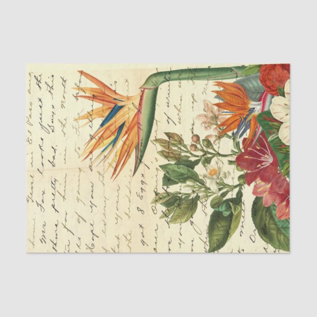 Vintage tropische Blume Seidenpapier (Vorderseite)