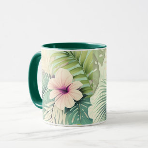 Vintage tropische Blume und Folien Tasse
