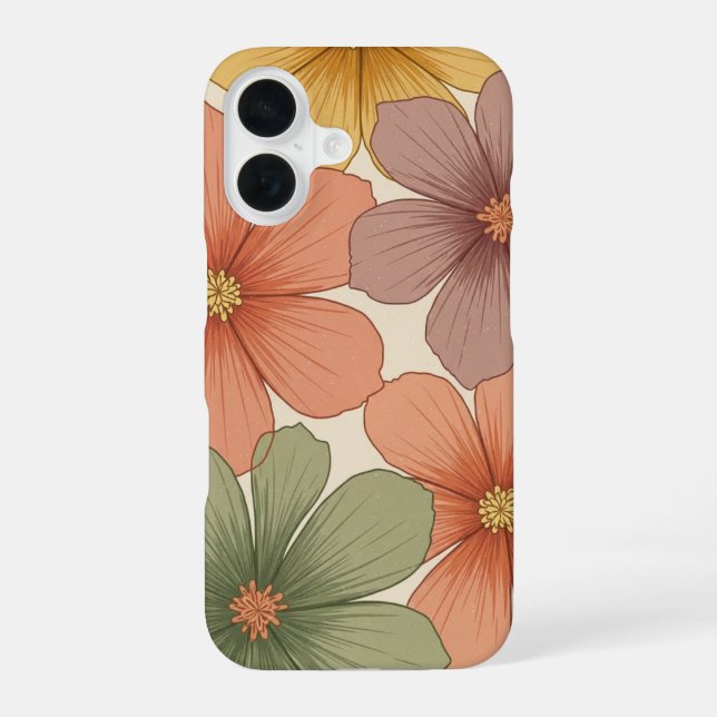 Vintage Tropische Blumen iPhone 16 Hülle (Rückseite)