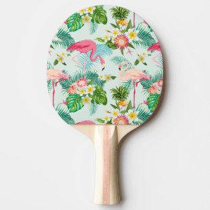 Vintage tropische Blumen und Vögel Tischtennis Schläger