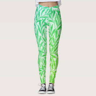 Vintage tropische Grüne Willow-Blätter Botanisch Leggings