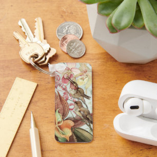 Vintage tropische Orchideen, Blume und Hummingvöge Schlüsselanhänger