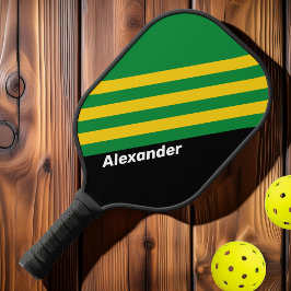 Vintage tropische Palmstreifen mit Namen Pickleball Schläger