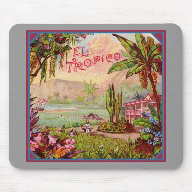 Vintage tropische Pflanze Mousepad (Vorne)
