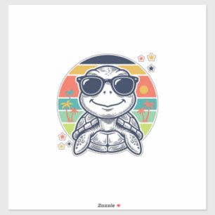 Vintage-Tropische-Sch Schildkröte-Sonnenbrille-Str Aufkleber
