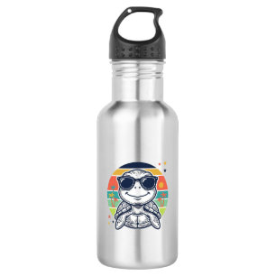 Vintage-Tropische-Sch Schildkröte-Sonnenbrille-Str Edelstahlflasche