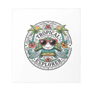Vintage-Tropische-Seeschildkröten-Sonnenbrille-Gra Notizblock