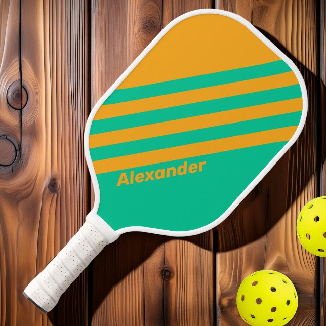 Vintage tropische Stanzstreifen mit Namen Pickleball Schläger (Von Creator hochgeladen)