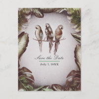 Vintage tropische Tiki-Vogelparrosen Save the Date