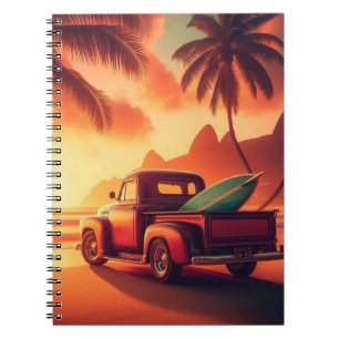 vintage tropischer/hawaiianischer Surf-Truck Notizblock